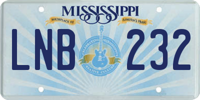 MS license plate LNB232