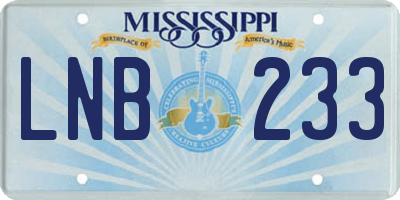 MS license plate LNB233