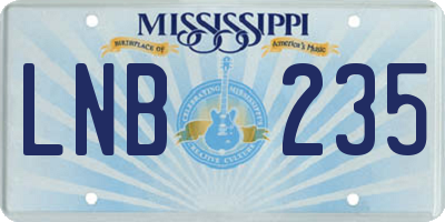 MS license plate LNB235