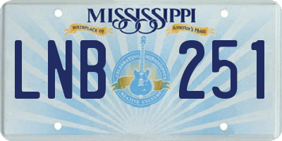 MS license plate LNB251
