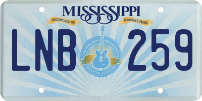 MS license plate LNB259