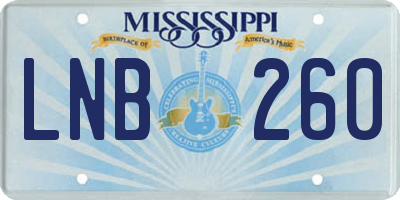 MS license plate LNB260
