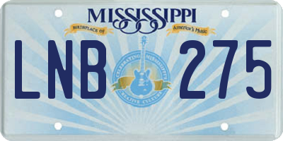 MS license plate LNB275