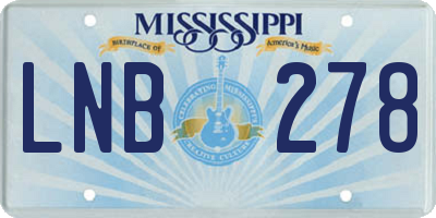 MS license plate LNB278