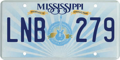 MS license plate LNB279