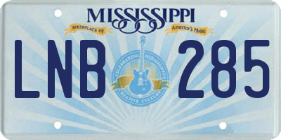 MS license plate LNB285