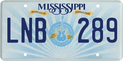 MS license plate LNB289