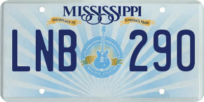 MS license plate LNB290
