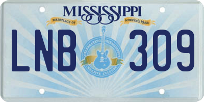 MS license plate LNB309
