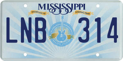 MS license plate LNB314