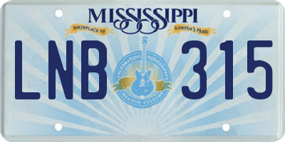 MS license plate LNB315