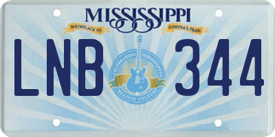 MS license plate LNB344