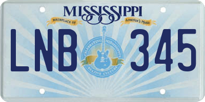MS license plate LNB345