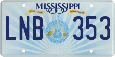 MS license plate LNB353