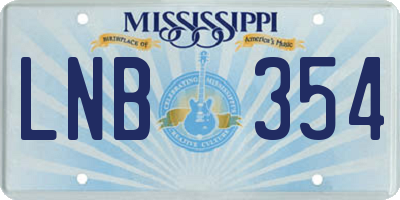 MS license plate LNB354
