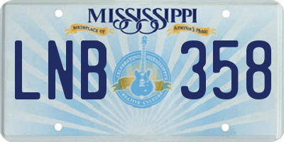 MS license plate LNB358