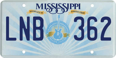 MS license plate LNB362