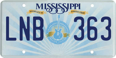 MS license plate LNB363