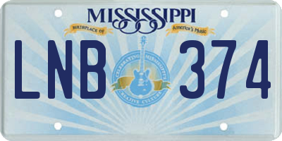 MS license plate LNB374
