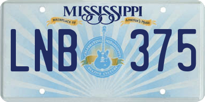 MS license plate LNB375