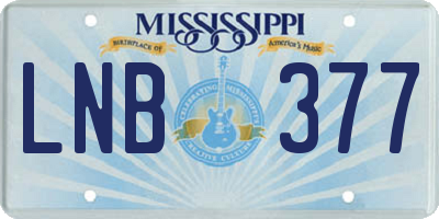 MS license plate LNB377