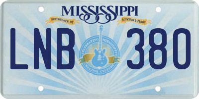 MS license plate LNB380
