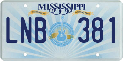 MS license plate LNB381