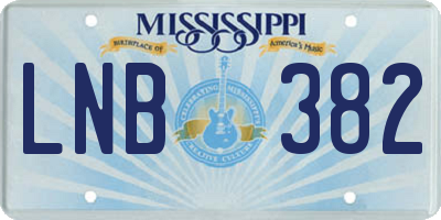 MS license plate LNB382