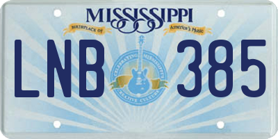 MS license plate LNB385