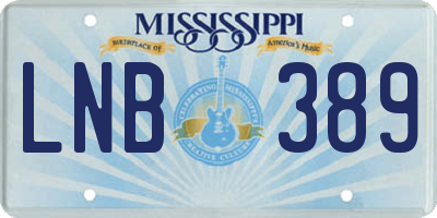 MS license plate LNB389