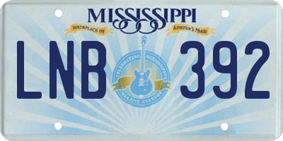 MS license plate LNB392