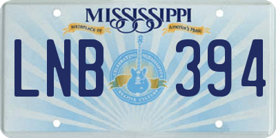 MS license plate LNB394
