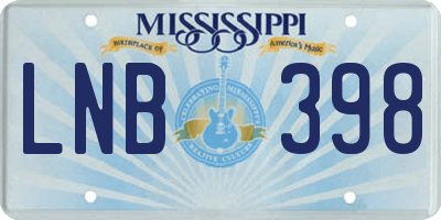 MS license plate LNB398