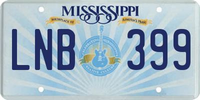 MS license plate LNB399