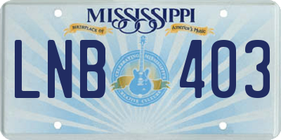 MS license plate LNB403