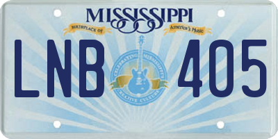 MS license plate LNB405