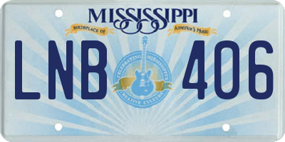 MS license plate LNB406