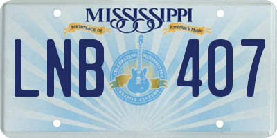 MS license plate LNB407