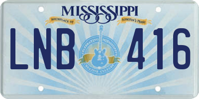MS license plate LNB416