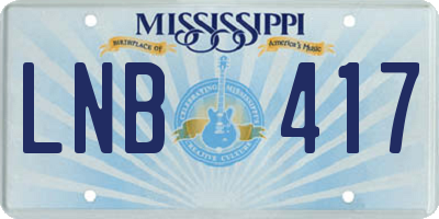 MS license plate LNB417