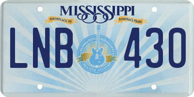 MS license plate LNB430