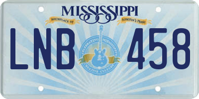 MS license plate LNB458