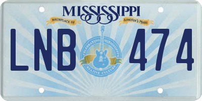 MS license plate LNB474