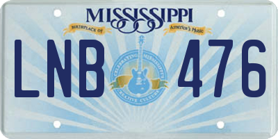 MS license plate LNB476