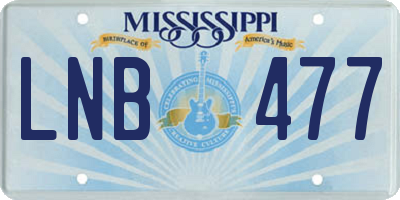 MS license plate LNB477