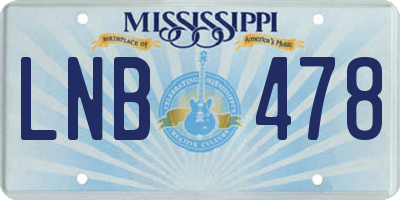 MS license plate LNB478