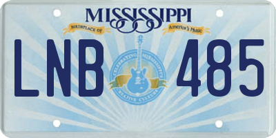 MS license plate LNB485