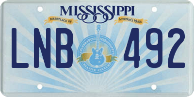 MS license plate LNB492