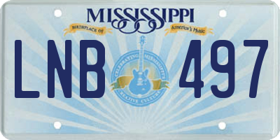 MS license plate LNB497