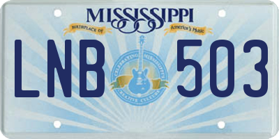 MS license plate LNB503